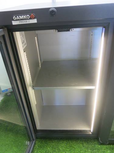 Gamko 2 Door Display Back Bar Chiller, Model LG3/250G, with 1 Shelf. Size H83 x W90 x D55cm.