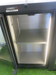 Gamko 2 Door Display Back Bar Chiller, Model LG3/250G, with 1 Shelf. Size H83 x W90 x D55cm.