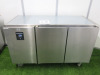 Precision 2 Door Stainless Steel Mobile Undercounter Fridge, Model MCU211. Size H85 x W135 x 67cm.