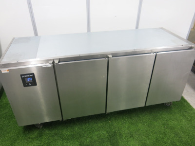 Precision 3 Door Stainless Steel Mobile Undercounter Fridge, Model MCU311. Size H85 x W135 x 67cm.
