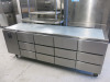 Precision 12 Draw Stainless Steel Mobile Prep Top Fridge, Model MCU411. Size H85 x W225 x 67cm.
