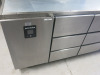 Precision 12 Draw Stainless Steel Mobile Prep Top Fridge, Model MCU411. Size H85 x W225 x 67cm. - 2