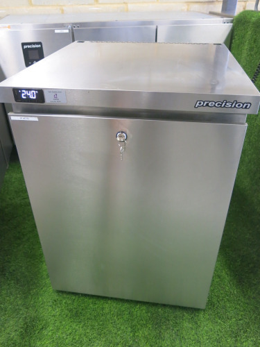 Precision Single Door Stainless Steel Undercounter Freezer, Model LPU150 with Key. Size H82 x W60 x D63cm.