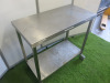 Stainless Steel Mobile Prep Table with Shelf Under. Size H90 x W95 x D47cm. - 2