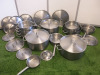 Assortment of Matfer Bourgeat Stainless Steel Pots & Pans to Include: 10 x Pots, 5 x Pans & 14 Lids.