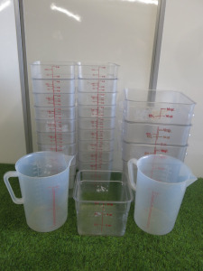 24 x Cambro Measuring Jugs to Include: 3 x 18qt, 1 x 6qt, 18 x 4qt & 2 x 5L Jugs.