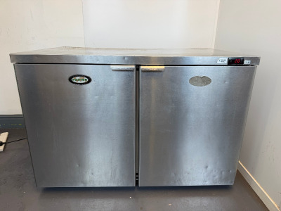 Foster Double Door 2 Shelf Stainless Steel Fridge, Model HR360. Size H82 x W122 x D75cm.