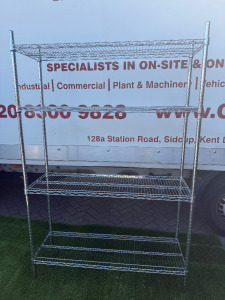 Chrome Wire 4 Shelf Rack. Size H180 x W120 x D40cm.