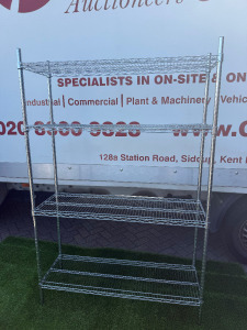 Chrome Wire 4 Shelf Rack. Size H180 x W120 x D40cm.