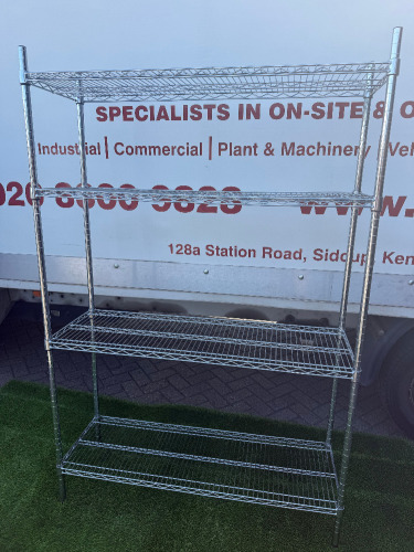 Chrome Wire 4 Shelf Rack. Size H180 x W120 x D40cm.