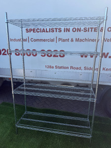 Chrome Wire 4 Shelf Rack. Size H180 x W120 x D40cm.