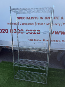 Chrome Wire 4 Shelf Rack. Size H180 x W90 x D35cm.