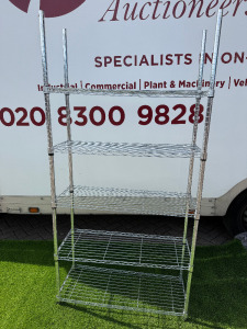 Chrome 5 Shelf Wire Rack. Size H185 x W90 x D35cm.