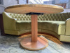 Marble Top Effect Round Dining Table on Wood Column Base with Brass Trim. Size Dia 120cm. - 3