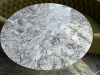 Marble Top Effect Round Dining Table on Wood Column Base with Brass Trim. Size Dia 120cm. - 5