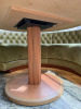 Marble Top Effect Round Dining Table on Wood Column Base with Brass Trim. Size Dia 120cm. - 4