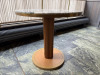 Marble Top Effect Round Dining Table on Wood Column Base with Brass Trim. Size Dia 80cm. - 3