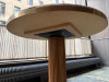Marble Top Effect Round Dining Table on Wood Column Base with Brass Trim. Size Dia 80cm. - 4