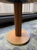 Marble Top Effect Round Dining Table on Wood Column Base with Brass Trim. Size Dia 80cm. - 5
