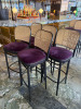 5 x Dark Purple & Black Bentwood Framed High Stools with Rattan Style Back. NOTE: 1 x back damaged. - 2