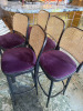 5 x Dark Purple & Black Bentwood Framed High Stools with Rattan Style Back. NOTE: 1 x back damaged. - 3