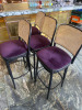 5 x Dark Purple & Black Bentwood Framed High Stools with Rattan Style Back. - 2