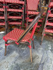 17 x Cafe Outdoor Aluminium PE Rattan Bistro Stacking Chairs in Red & White. - 3