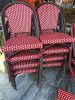 17 x Cafe Outdoor Aluminium PE Rattan Bistro Stacking Chairs in Red & White. - 4
