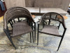 4 x Rope & Wicker, Black Aluminium Frame Outdoor Armchairs. H44cm.