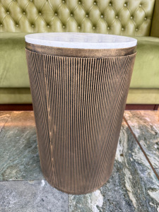Brass Effect Marble Top Stool. Size H56 x Dia 34cm.