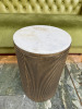 Brass Effect Marble Top Stool. Size H56 x Dia 34cm. - 2