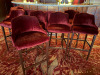 9 x Red Velvet Style High Chairs/Bar Stools on Wooden Frame.