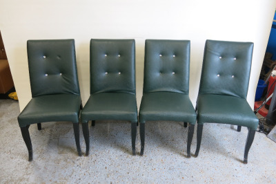 24 x Dark Green Button Back Dining Chairs with Black Legs (Condition As Viewed).