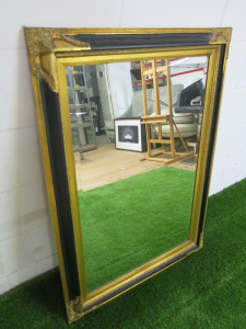 Gold & Black Framed Bevel Edged Mirror, Size H110 x W80cm.