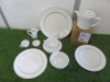 Huge Quantity of Figgio Norway White & Burgundy Crockery to Include: Plates, Bowls, Dishes, Size Plates, Saucers, Cups, Teapots Etc (As Pictured/Viewed). NOTE: crates not included. - 9