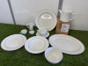 Huge Quantity of Figgio Norway White & Burgundy Crockery to Include: Plates, Bowls, Dishes, Size Plates, Saucers, Cups, Teapots Etc (As Pictured/Viewed). NOTE: crates not included. - 13