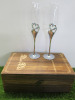 Pair of Mr & Mrs Champagne Flutes in Wooden Display Box - 3
