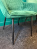 4 x Green Patterned Suede Chairs with Black Legs. - 4