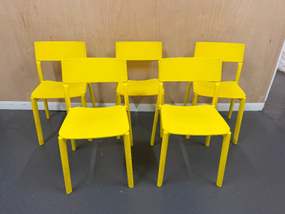 18 x IKEA Yellow Plastic Stackable Chairs.