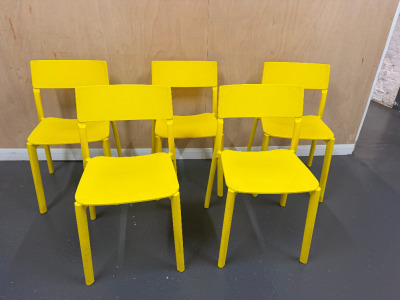 18 x IKEA Yellow Plastic Stackable Chairs.