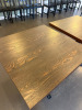 10 x Dark Wood Square Tables with Black Metal Legs. Size H74 x W70 x D70cm. - 2