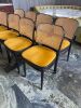 11 x Mustard Yellow Black Bentwood Framed Dining Chairs with Rattan Style Back. NOTE: missing 3 chairs are frame only, missing pad seat. - 3