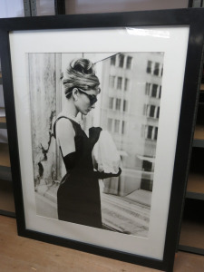 Audrey Hepburn from the opening scene of Breakfast at Tiffany's, Mounted, Framed & Glazed. 113cm x 151cm.