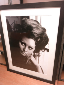 Sophia Loren Monochrome Print, Mounted Framed & Glazed, 148cm x 116cm.
