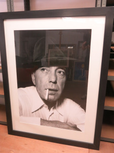 Humphry Bogart Monochrome Print Smoking, Mounted, Framed & Glazed , 148cm x 116cm.