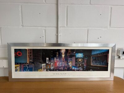 Framed Print of "New York New York" Times Square. Photographed by James Blakeway. Size 118 x 40cm.