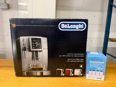 DeLonghi ECAM23.420.SW Bean to Cup Silver Coffee Machine with Traditional Milk Frother, Comes with 4 Pack of Venusfilter Coffee Machine Water Filters.