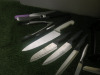 Lot of Kitchen Equipment to Include: Set of 6 x Hygiplas Cutting Boards with Stand, 9 x Assorted Knives & 2 x Tongs. - 3