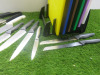 Lot of Kitchen Equipment to Include: Set of 6 x Hygiplas Cutting Boards with Stand, 9 x Assorted Knives & 2 x Tongs. - 4