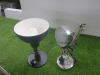 3 x Assorted Lamps to Include: 1 x Chrome Tall Standing Lamp, 1 x Chrome Desk Lamp & 1 x Black Desk Lamp. - 3